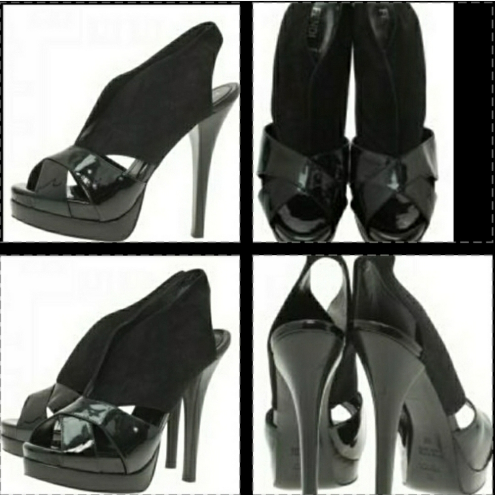 Fendi black peep toe stiletto heels Size 39 1/2
